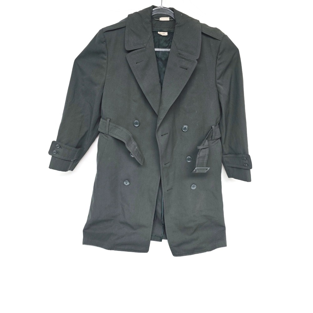 Vintage Army Green Wool Overcoat Mens 36 Ex-Short Removable Liner Military 90s